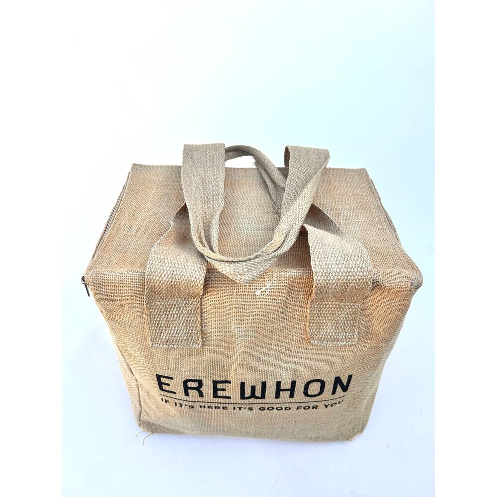 Erewhon Insulated Tote Bag Jute Woven Tan Farmers Market Cooler LA - Picture 7 of 10